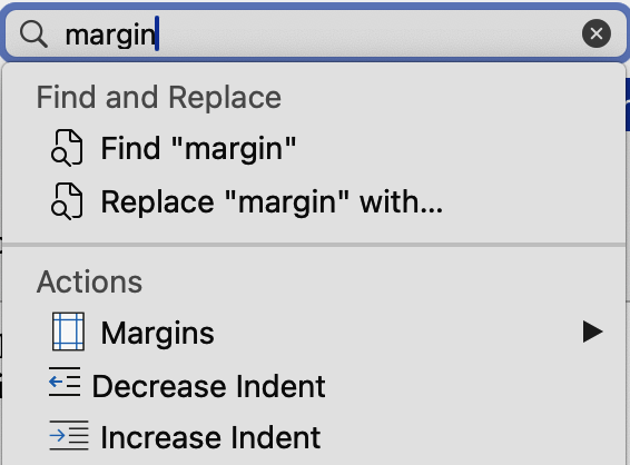 在 Word 中搜索 ‘margin’